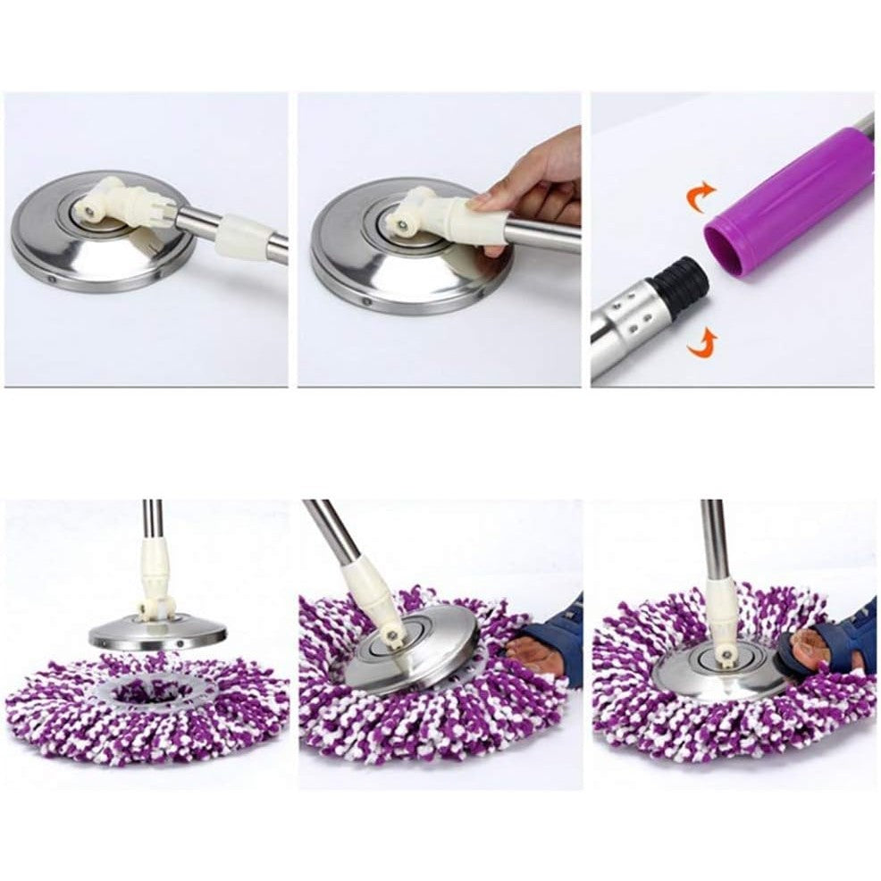 Set Mop Rotativ, Cu Găleată, Material Plastic Și Microfibră, Rezistent, Cu Dop Scurgere, Vas Detașabil, Pentru Interior, Capacitate 8 L, Negru-Roșu - vivimall.ro