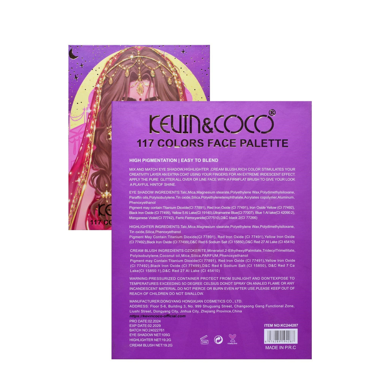 Paleta De Machiaj, Kevin &Amp; Coco, Girl Power, Fard De Pleoape, Iluminator, Blush Cremos, 117 Culori, 19 X 14.8 X 3.4 Cm - vivimall.ro