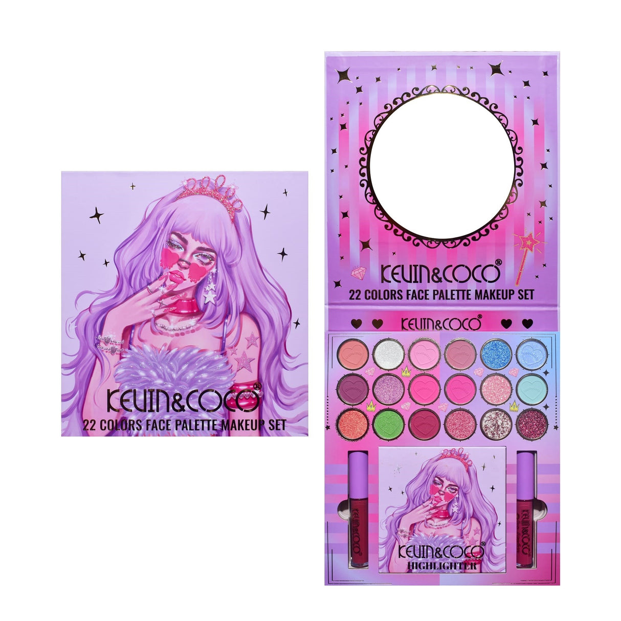 Set 4 Produse De Machiaj, Kevin &Amp; Coco, Vanilla Queen, 22 Culori, 19.7 X 21.2 X 2.5 Cm - vivimall.ro