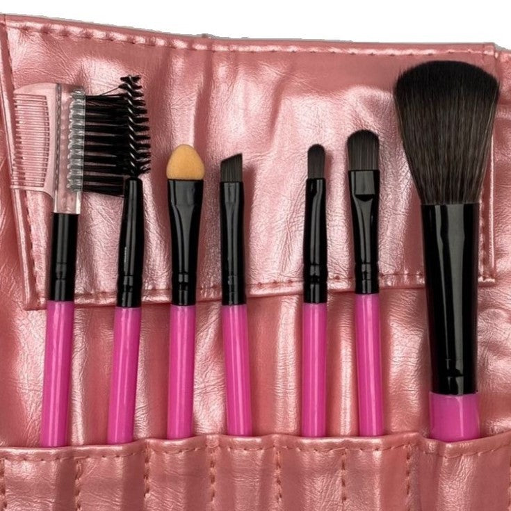 Set Portabil 7 Pensule De Machiaj Cu Husa - vivimall.ro