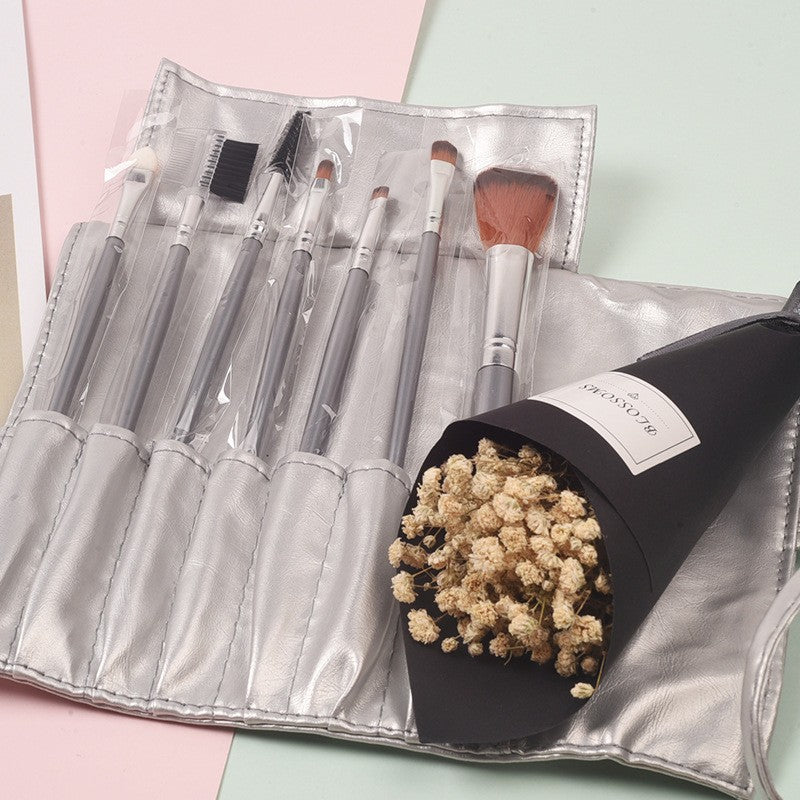 Set Portabil 7 Piese Pentru Machiaj Cu Husa Gri - vivimall.ro