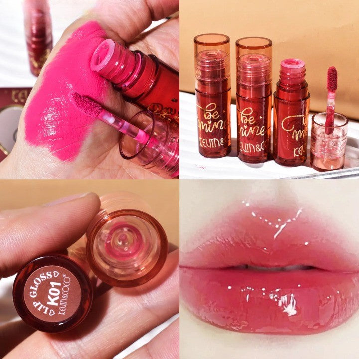Set Rujuri de Buze Mate, KEVIN & COCO, Be Mine 3 Culori, Lip-Gloss, 11 x 7.3 x 2.7cm, Roz, Varianta A - vivimall.ro