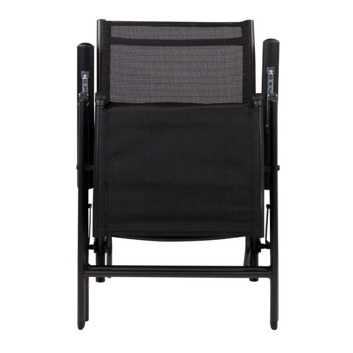 Scaun 2in1 de Gradina, Vivimall, Sezlong, Suport Picioare, Pliabil, Cadru Metalic, Impermeabil, 47 x 110 x 46 cm, Negru - vivimall.ro