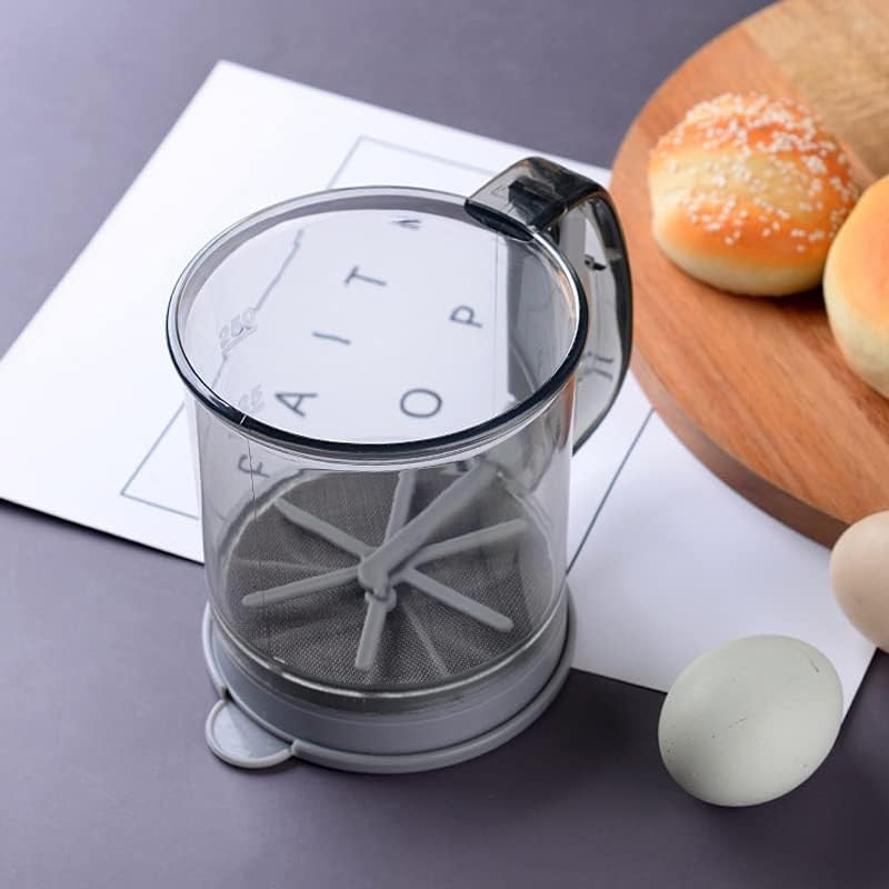 Sita Cernator Manual de Faina Portabila, Vivimall, din Plastic, cu Maner, Strat Dublu, 15 x 12 x 11 cm, Transparent Gri Inchis - vivimall.ro