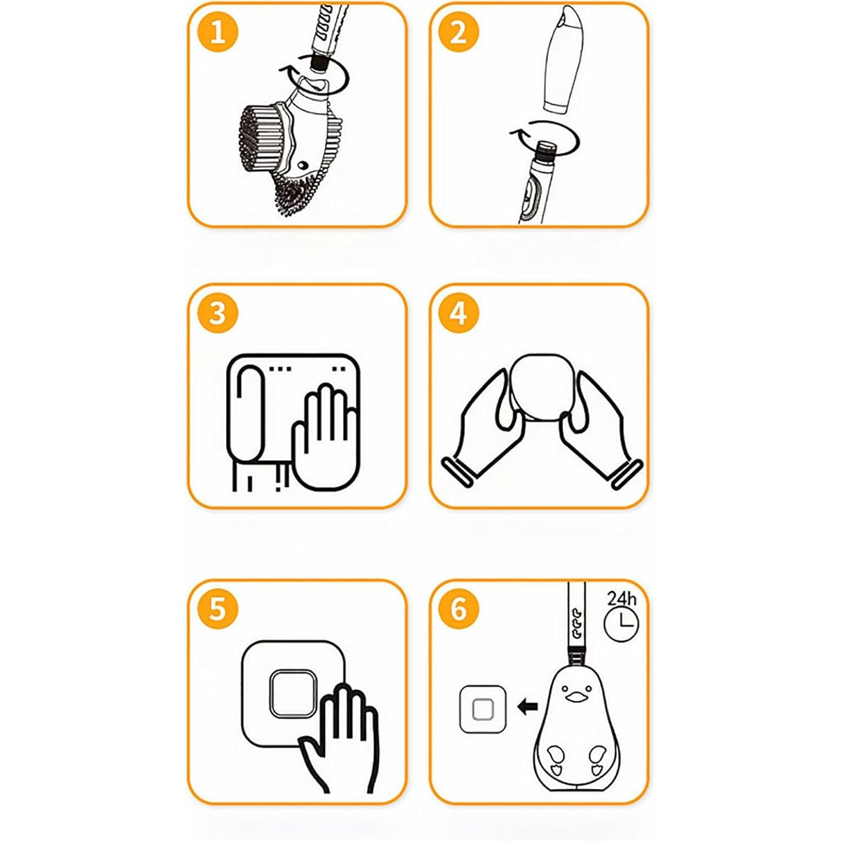 Perie de Toaleta, Flippy, cu Suport de Perete, Recipient Detergent, 2 Tipuri de Perii, Model Rata, Albastru