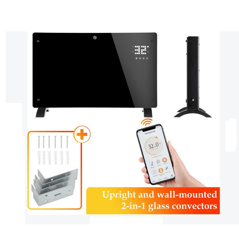 Convector Electric, Flippry, 2000W, Wi-Fi, Termostat, afisaj LED, Touch Screen, Control din Telefon, 82.3x12x45.6 cm, Negru - vivimall.ro