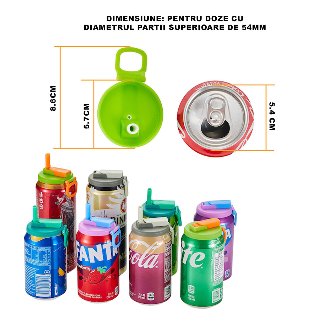 Capac Anti Varsare pentru Doze, Flippy, Model cu Pai Transparent, Reutilizabil, din Plastic, cu Maner Transportabil, 5.4 cm, Rozov - vivimall.ro
