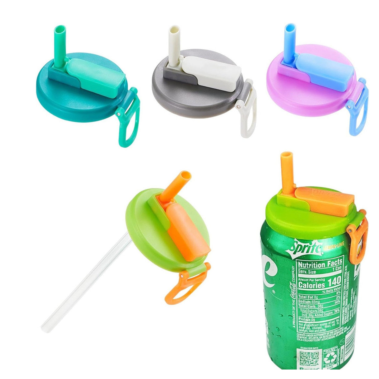 Capac Anti Varsare pentru Doze, Flippy, Model cu Pai Transparent, Reutilizabil, din Plastic, cu Maner Transportabil, 5.4 cm, Rozov - vivimall.ro