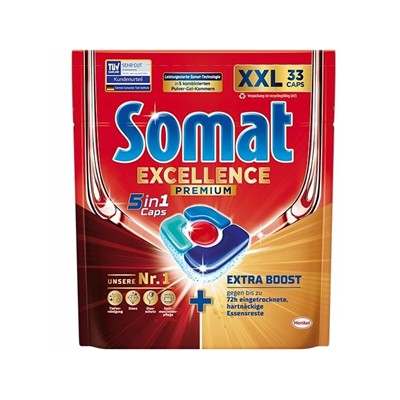 Kapsule pentru mașina de spălat vase SOMAT 5in1 Excellence Premium 33 buc