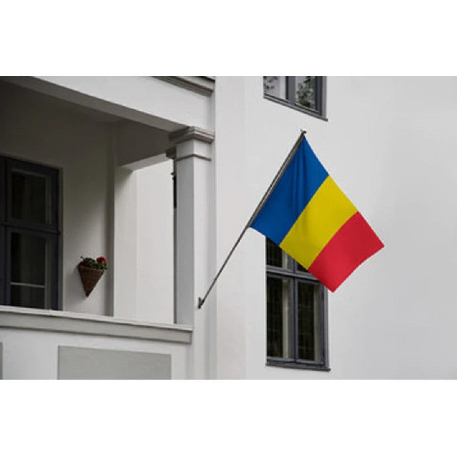 Steag Tricolor Romania, Vivimall, Cu bat pentru fixare pe perete, 90 x 150 cm - vivimall.ro