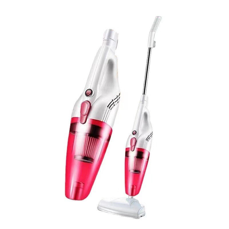Aspirator vertical 2în1 fără sac, 600W, culoare roșu, vedere frontală completă, 95 cm înălțime