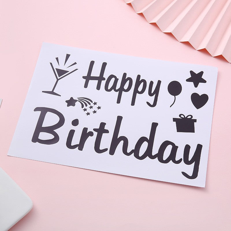 Sticker Autocolant pentru Baloane, Vivimall, Tematica Aniversare, Model Happy Birthday, 29x21 cm, Negru - vivimall.ro