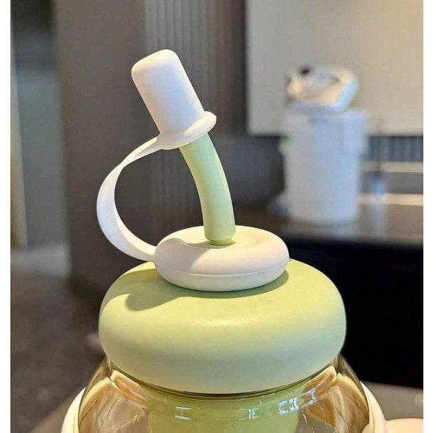 Sticla de Apa, Vivimall, Termica, Mentinere 6 Ore, 1400 mL, cu Pai si Capac, PP si Silicon, cu Maner Alb, 25.5x7.5 cm, Verde - vivimall.ro