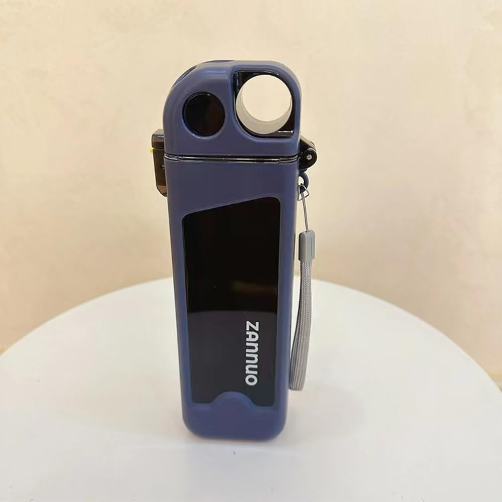 Sticla de Apa pentru Sport, Vivimall, 350 ml, cu Pai si Capac, 23x7x4.4 cm, Buton de Blocare, din PC, Albastru - vivimall.ro