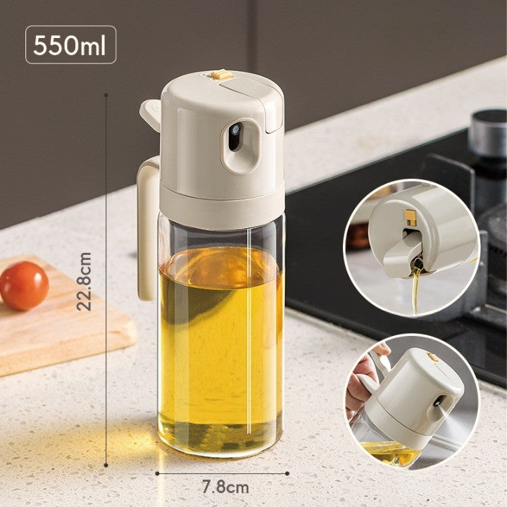 Dispenser pentru Ulei, Vivimall, prin Curgere si Pulverizare, Deschidere si Inchidere Automata a Rezervorul, 550mL, 11.4x7.8x22.8cm, Gri - vivimall.ro