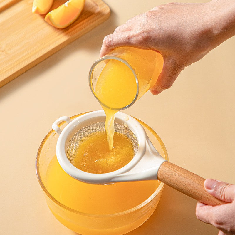 Strecuratoare, Mini Sita din Inox Silicon si Lemn, Vivimall, Sita pentru Bucatarie pentru Faina, Ceai si Alte Alimente, 25 x 10 cm Alb - vivimall.ro