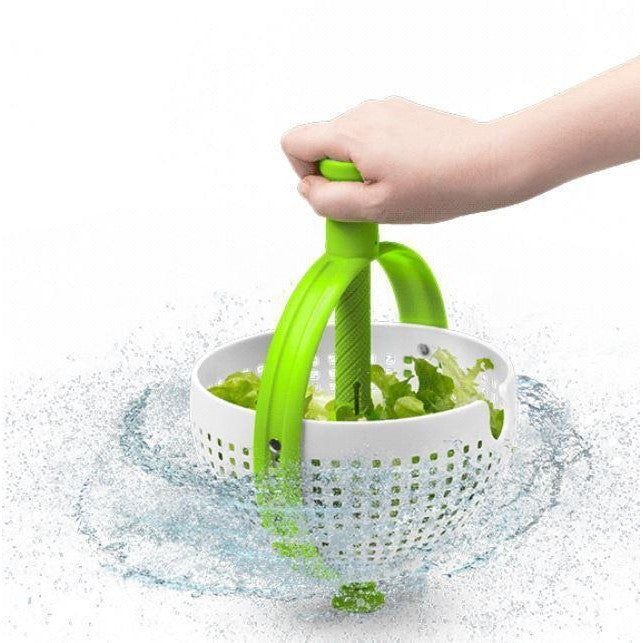 Strecuratoare multifunctionala rotativa, cu maner, material ABS, 22x12 cm, maner 18 cm, cu ventuza pentru prindere sigura, practic si usor de folosit, verde - vivimall.ro