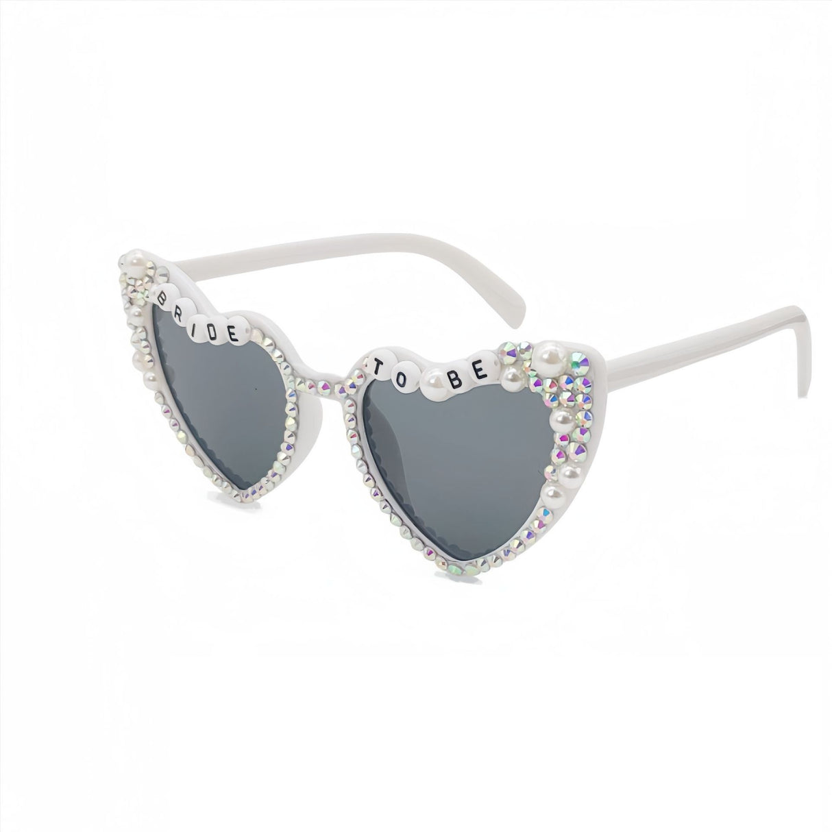 Ochelari Decorativi, Vivimall, Model Bride to Be, cu Perle si Diamante, pentru Nunta, din PC, 15.3 x 5.7 x 14.5 cm, Alb - vivimall.ro