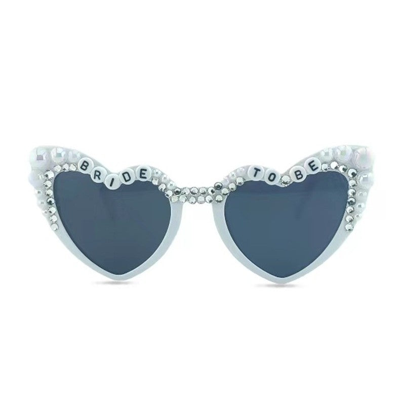 Ochelari Decorativi, Vivimall, Model Bride to Be, cu Perle, pentru Nunta, din PC, 15.3 x 5.7 x 14.5 cm, Alb - vivimall.ro