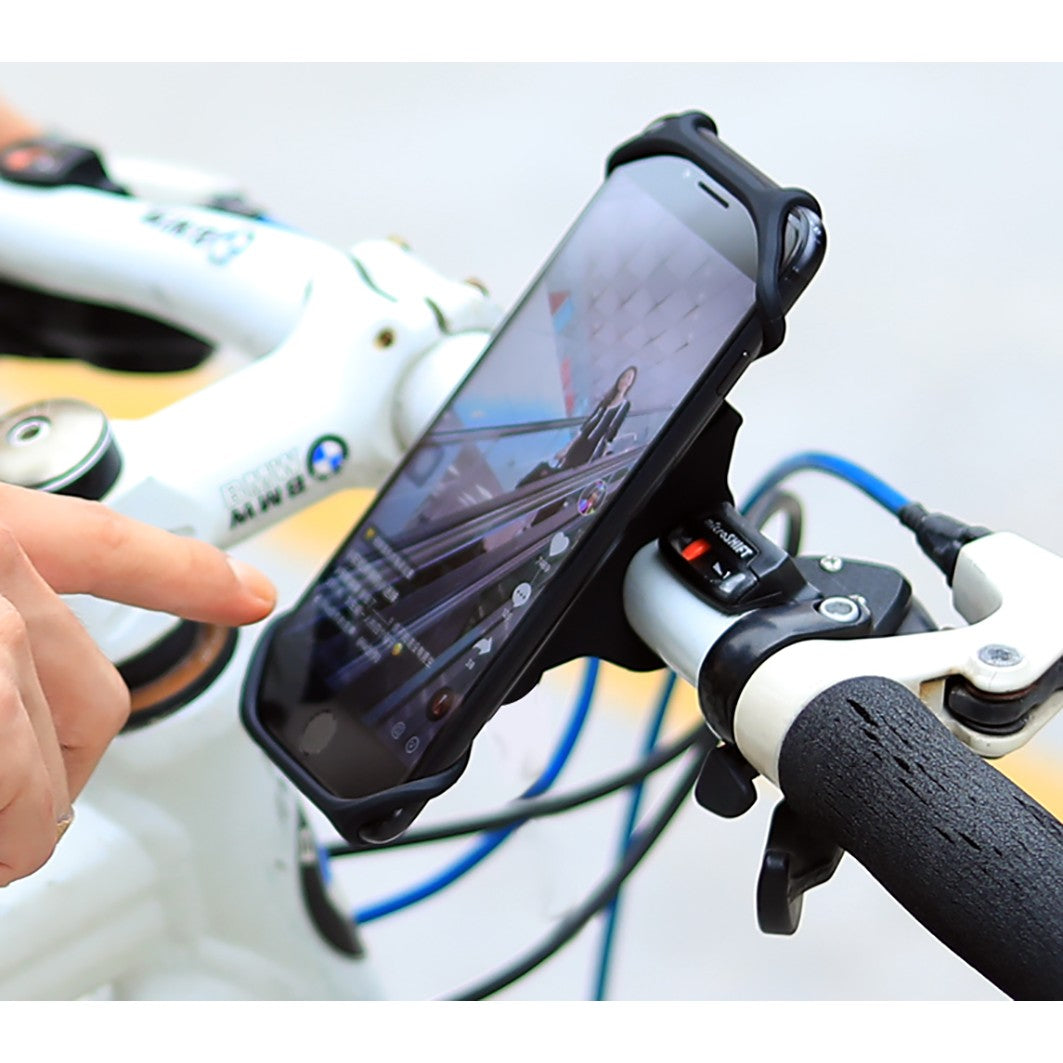 Suport Telefon pentru Bicicleta, Motocicleta, Trotineta, din Silicon 4-7 inch, Negru - vivimall.ro