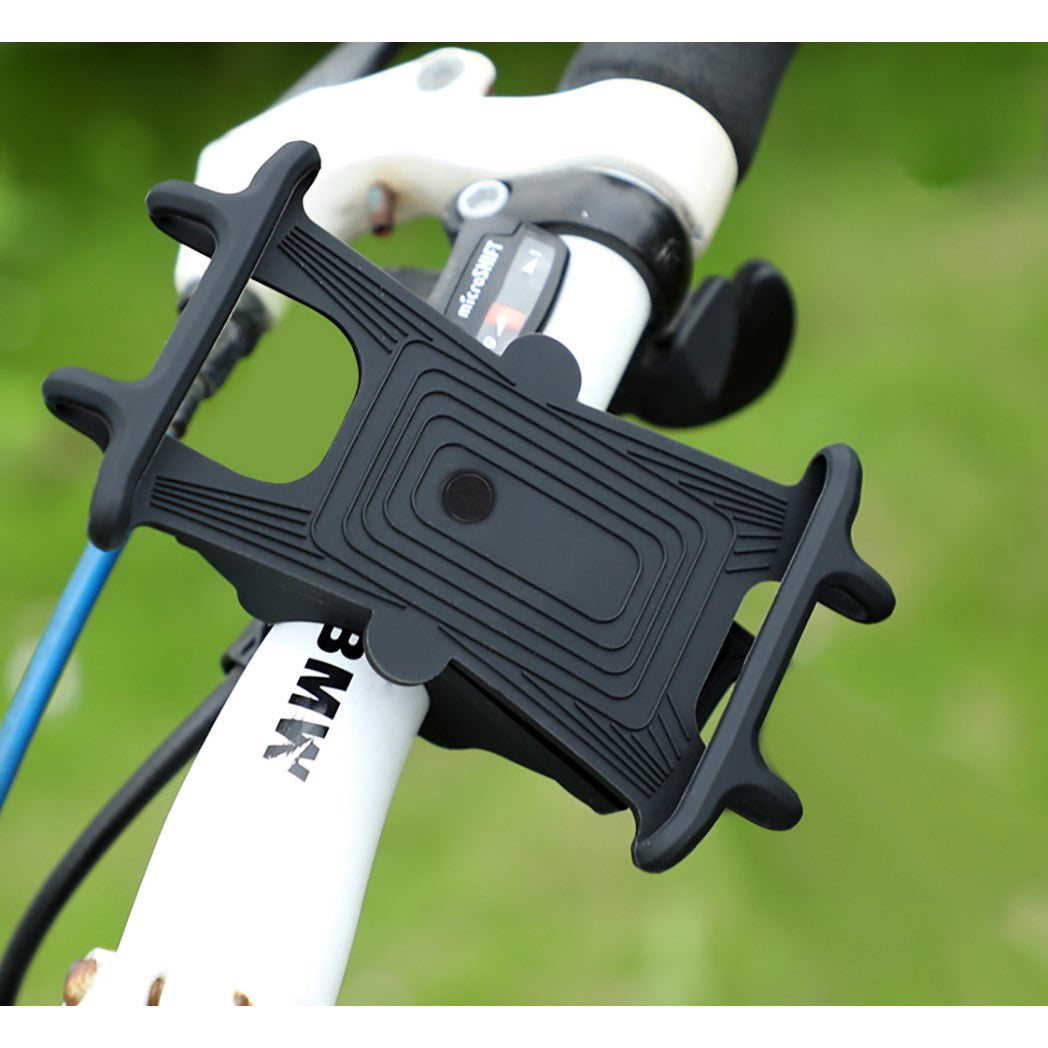 Suport Telefon pentru Bicicleta, Motocicleta, Trotineta, din Silicon 4-7 inch, Negru - vivimall.ro