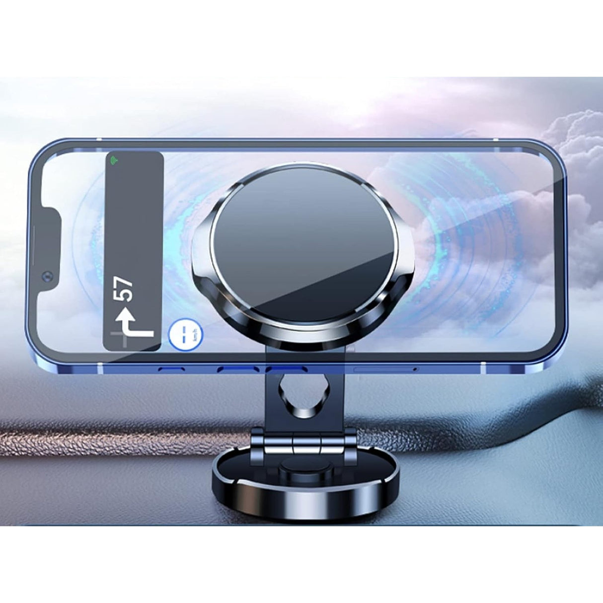 Suport de Telefon, Vivimall, cu Adeziv, din ABS si Magnet, Pliabil, Diametru 4.4 cm, Universal, Argintiu - vivimall.ro