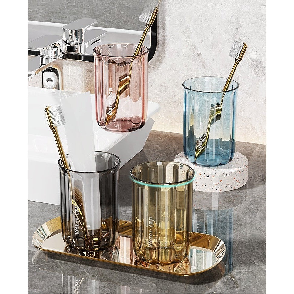 Suport Multifunctional 2 in 1, Pahar si Suport pentru Periuta de Dinti, Vivimall, Plastic, Dimensiune: 10.4 x 7.3 x 7.3 cm, Roz - vivimall.ro