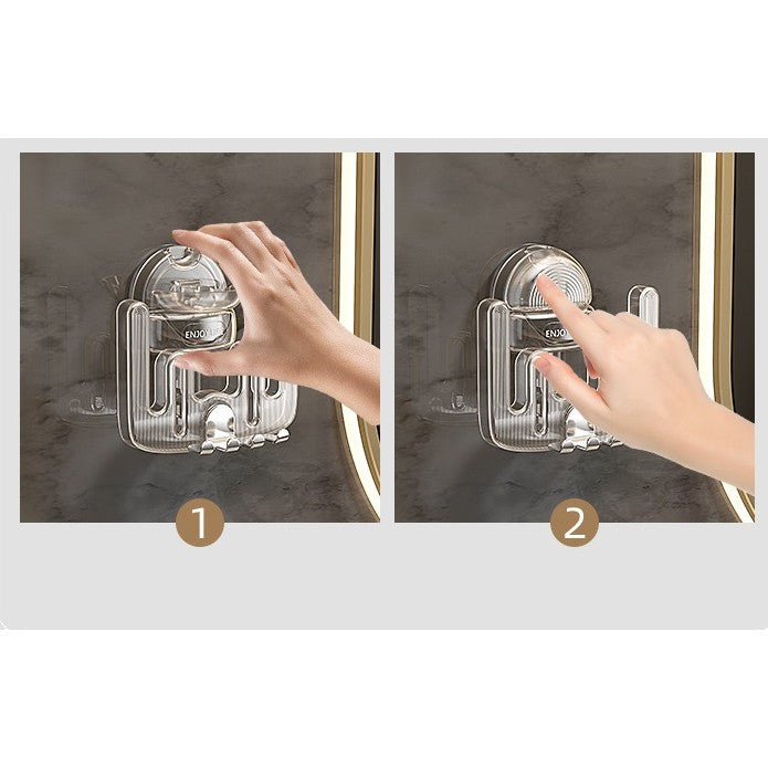 Suport Multifunctional Dublu, Pahar si Suport pentru Periuta de Dinti, Vivimall, Plastic, 11 cm x 11.5 cm, Transparent - vivimall.ro