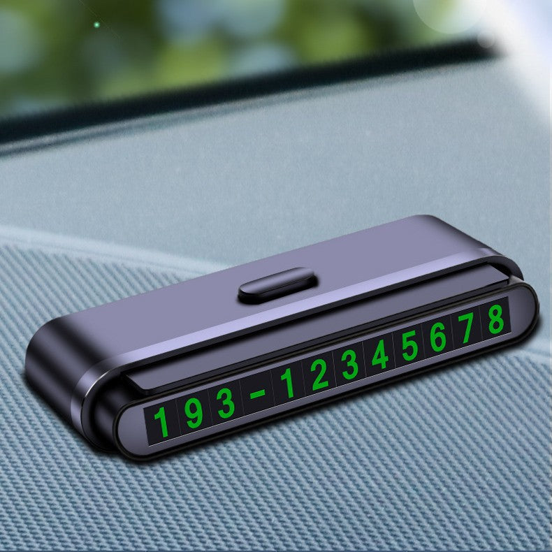 Suport Numar de Telefon pentru Parcare Auto, Vivimall, Suport pentru Numarul detelefon, Banda glisanta pentru Ascundere, Banda Adeziva Inclusa, 120 x 48 x 24 mm, Cifre Verzi, Negru Mat - vivimall.ro