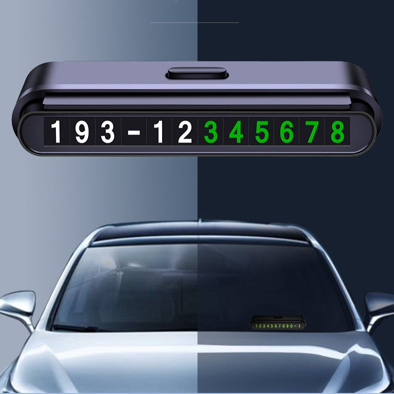 Suport Numar de Telefon pentru Parcare Auto, Vivimall, Suport pentru Numarul detelefon, Banda glisanta pentru Ascundere, Banda Adeziva Inclusa, 120 x 48 x 24 mm, Cifre Verzi, Negru Mat - vivimall.ro