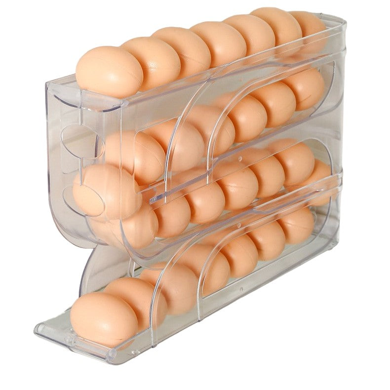 Suport Organizator pentru Oua, Vivimall, pentru Frigiderul, Patru straturi, 32x20x7 cm, Transparent - vivimall.ro