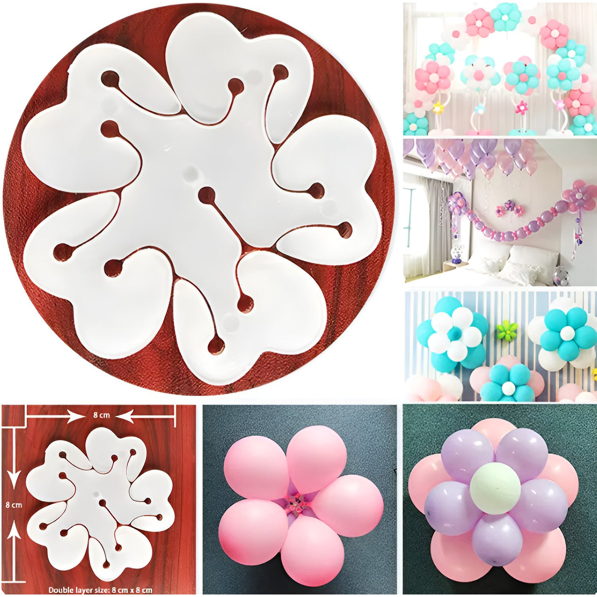 Suport pentru Baloane, Vivimall, Care Formeaza o Floare, cu Doua Straturi, pentru 11 Baloane, 8x8cm, 4.6g - vivimall.ro