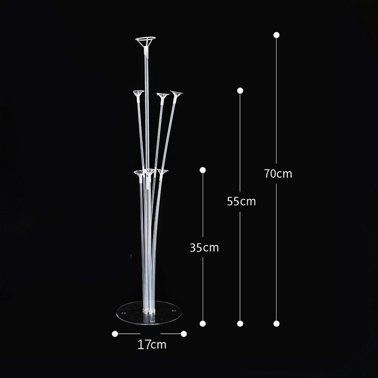 Suport pentru Baloane, Vivimall, cu Trei Straturi, pentru 7 Baloane, 70 cm, Transparent - vivimall.ro