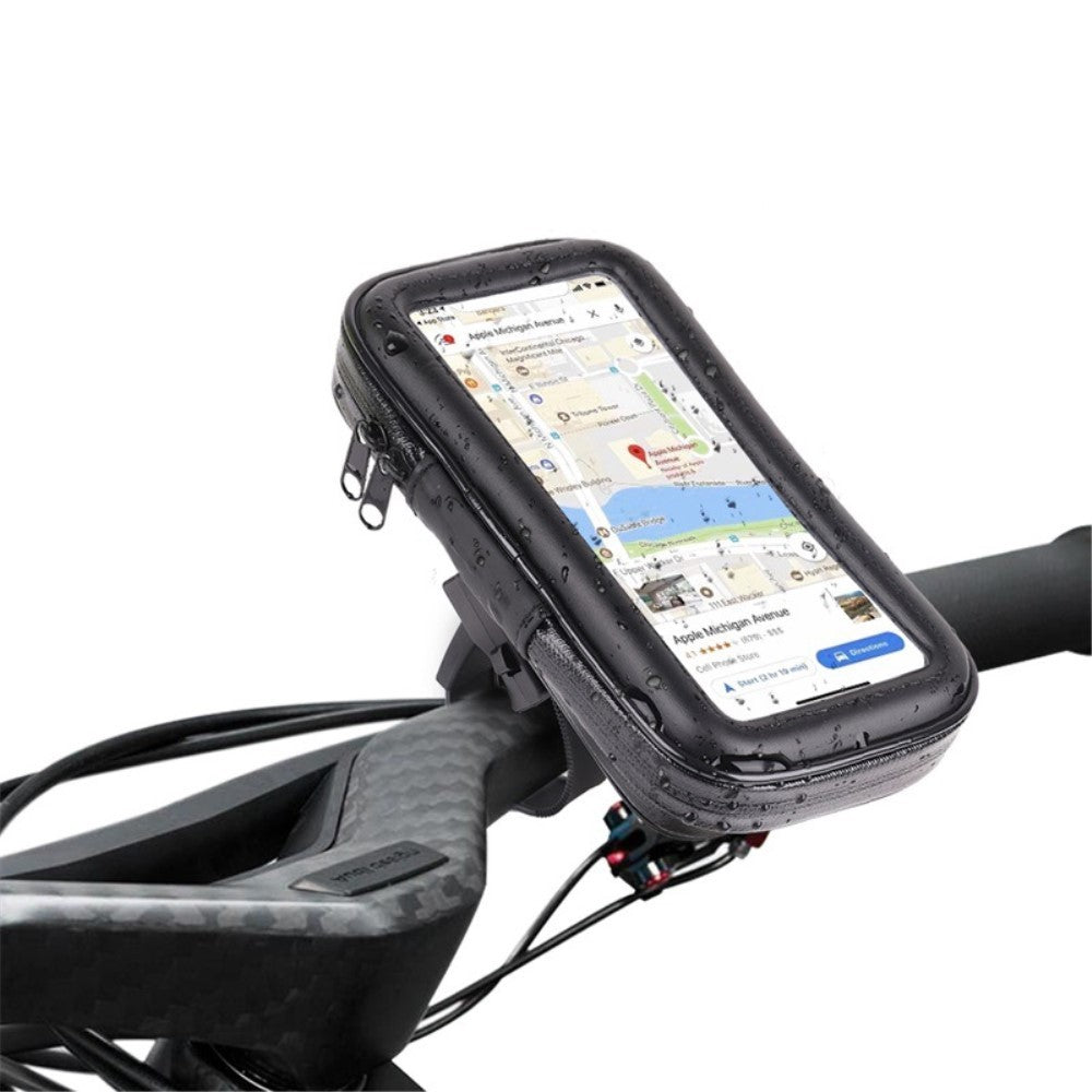 Suport husa telefon mobil Flippy pentru bicicleta si motocicleta, rezistent apa si socuri, touchscreen, 360 rotativ, negru, marime L ≤ 5.5 inch - vivimall.ro