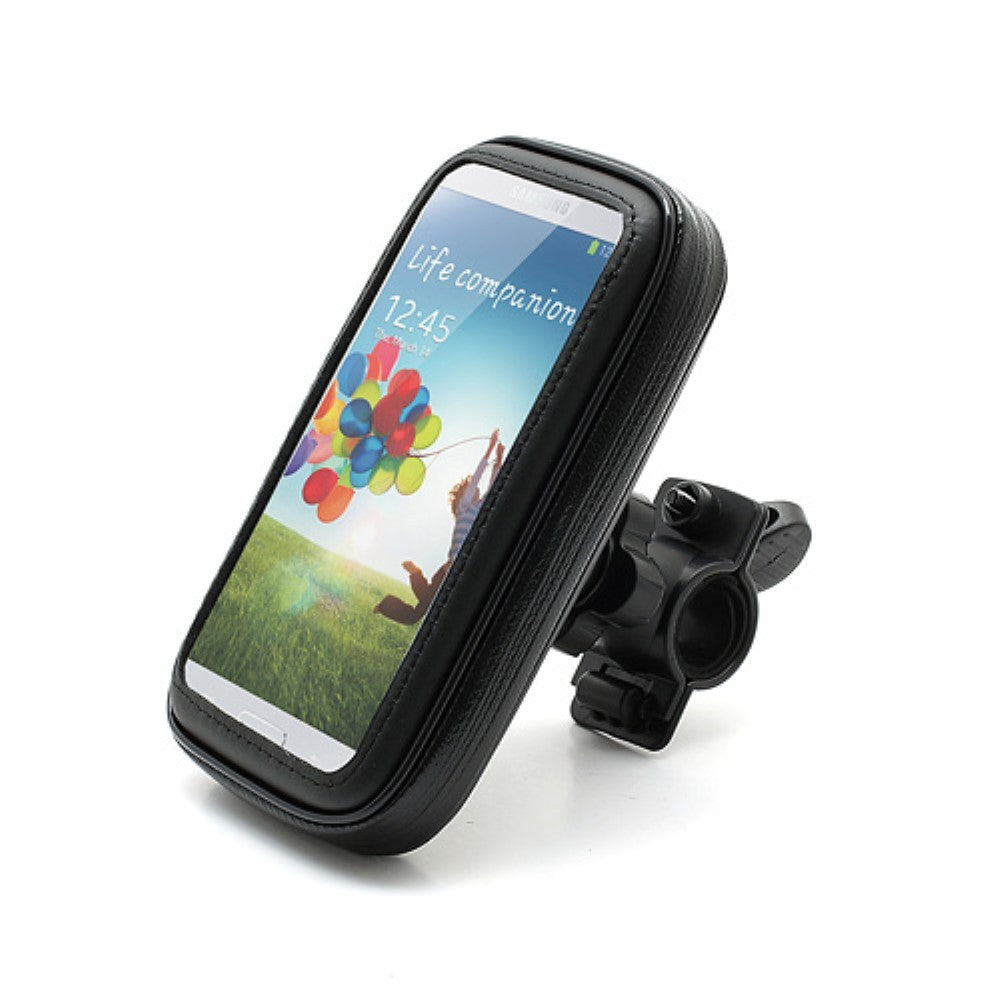 Suport husa telefon mobil Flippy pentru bicicleta si motocicleta, rezistent apa si socuri, touchscreen, 360 rotativ, negru, 4.8 - 5.4 inch - vivimall.ro