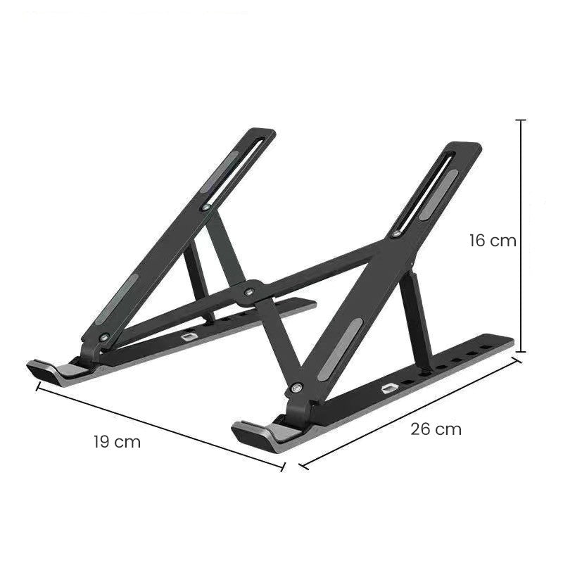 Suport pentru Laptop, Vivimall, Suport Portabil Pliabil, Universal Reglabil Suspendat pentru Tableta, din Aliaj si ABS, 100-160 mm, 26 x 19 x 16 cm, Negru - vivimall.ro