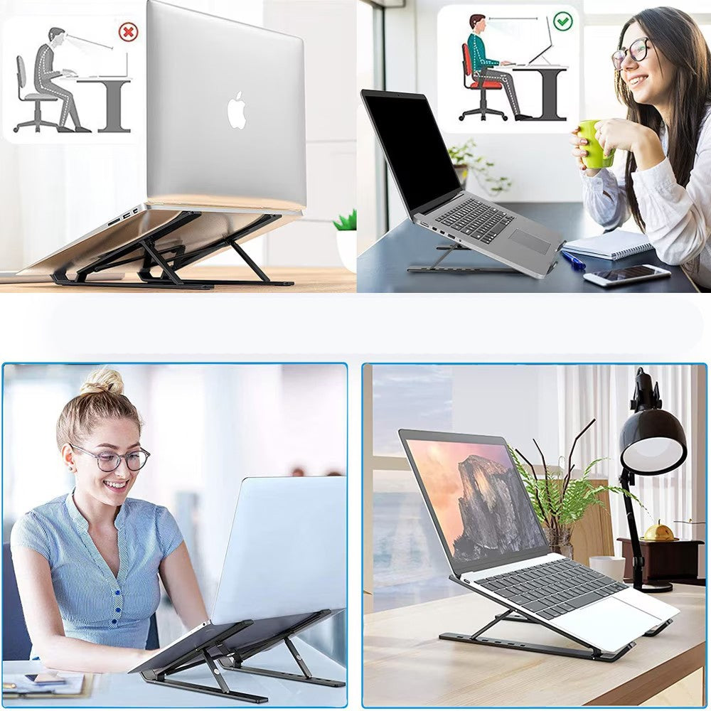 Suport pentru Laptop, Vivimall, Suport Portabil Pliabil, Universal Reglabil Suspendat pentru Tableta, din Aliaj si ABS, 100-160 mm, 26 x 19 x 16 cm, Negru - vivimall.ro