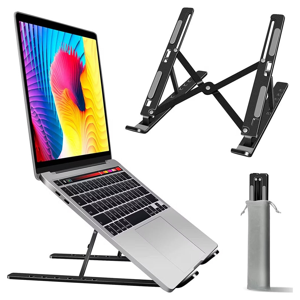 Suport pentru Laptop, Vivimall, Suport Portabil Pliabil, Universal Reglabil Suspendat pentru Tableta, din Aliaj si ABS, 100-160 mm, 26 x 19 x 16 cm, Negru - vivimall.ro