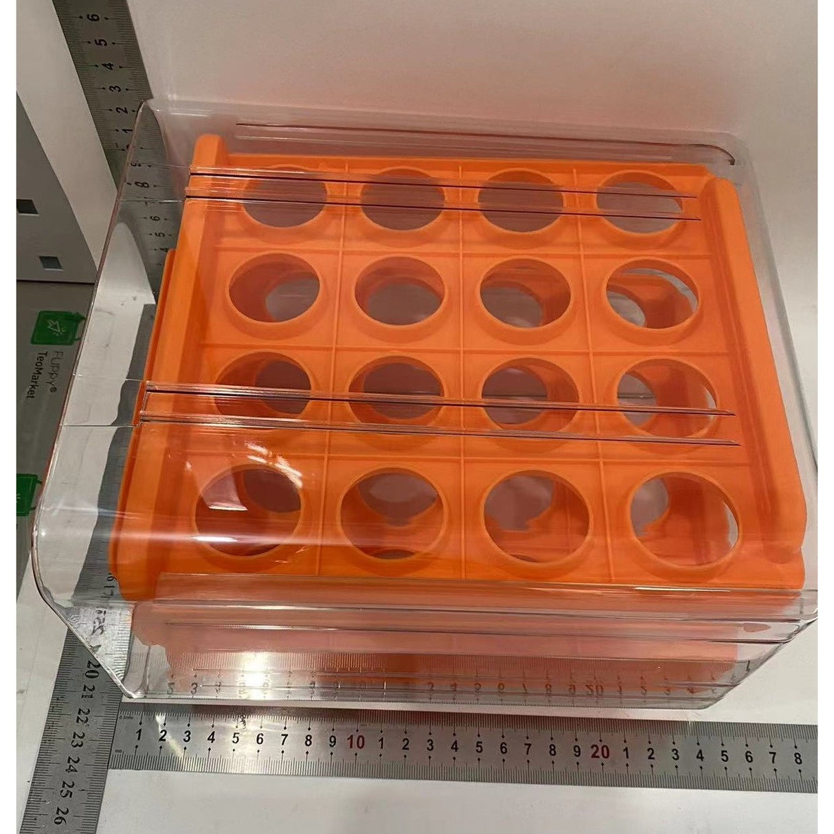 Suport pentru Oua, Vivimall, Strat Dublu, Capacitate 32 de Oua, 23.5x21.5 cm, din Plastic, Portocaliu - vivimall.ro