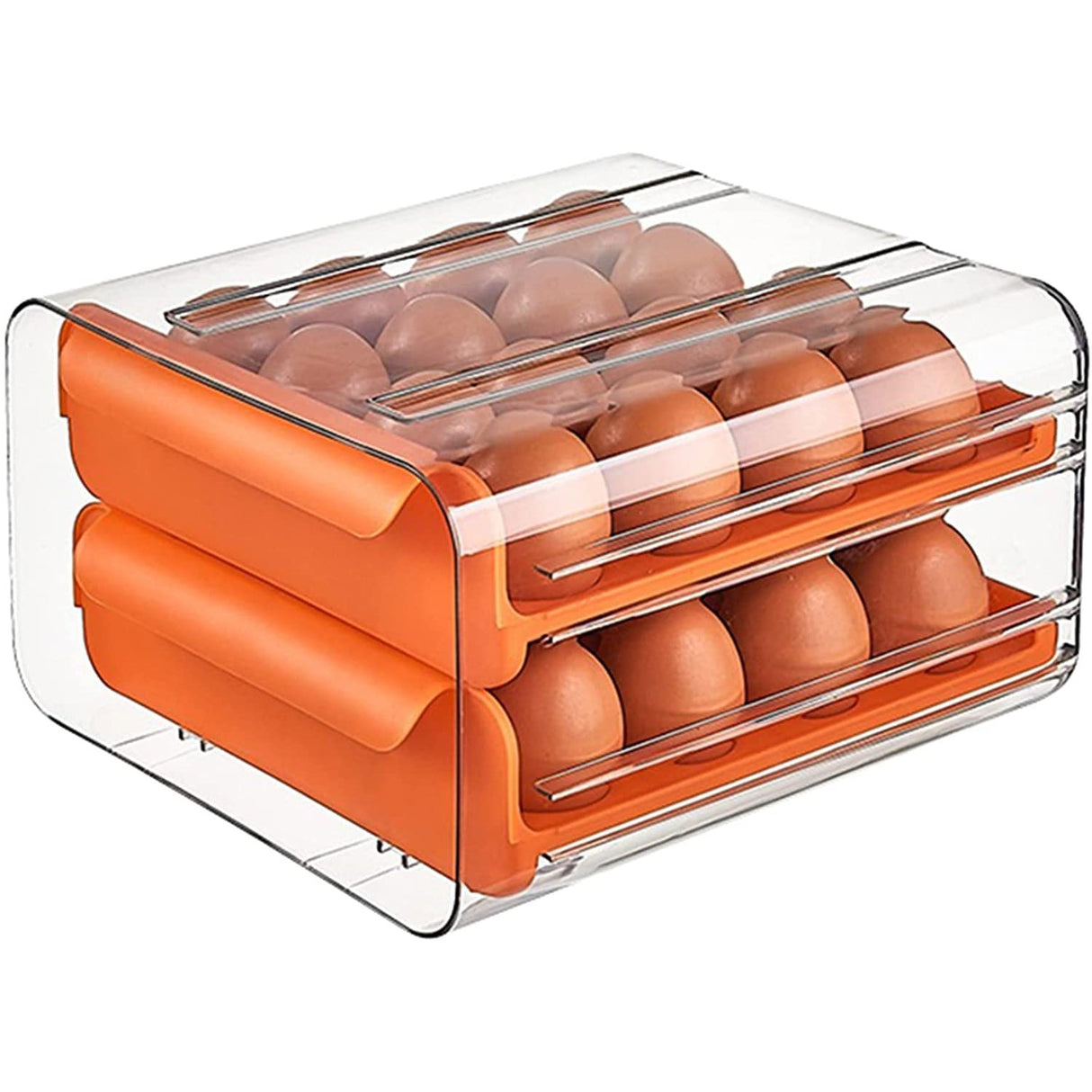 Suport pentru Oua, Vivimall, Strat Dublu, Capacitate 32 de Oua, 23.5x21.5 cm, din Plastic, Portocaliu - vivimall.ro