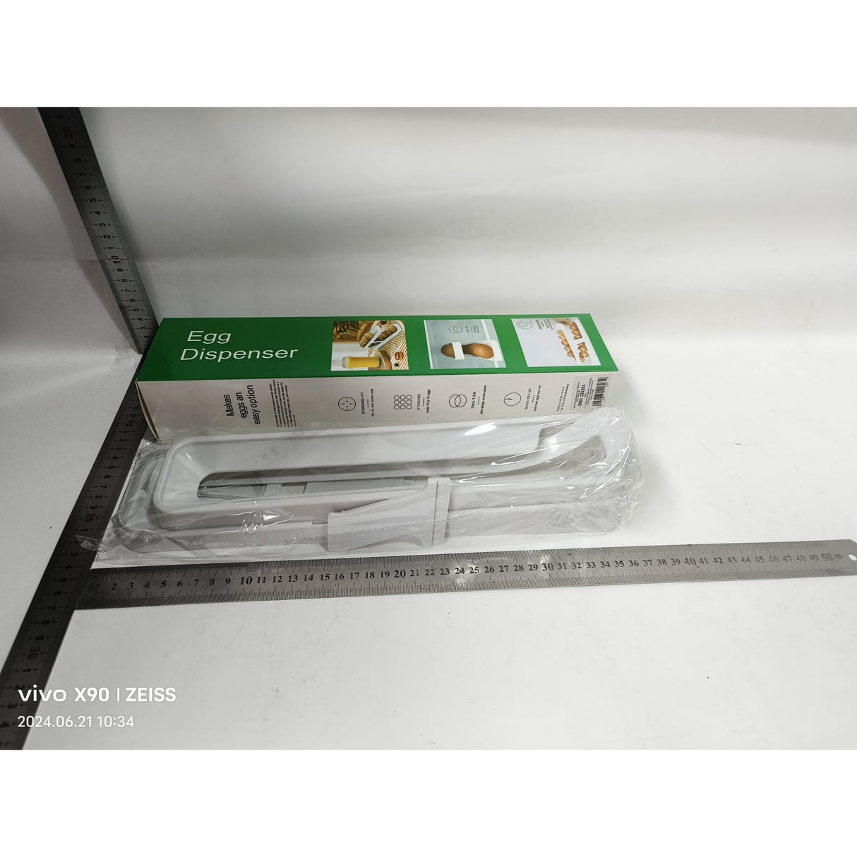 Suport pentru Oua, pentru Usa Frigiderului, cu Doua Straturi, 36x8.2x10cm, Alb - vivimall.ro