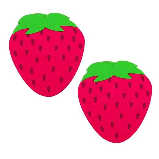 Suport pentru Pahar, Vivimall, Model Capsuna, din PVC, 10 x 12 cm, Rezistent la Caldura, Rosu - vivimall.ro