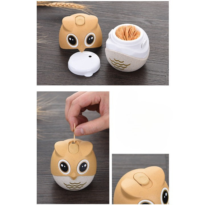 Suport pentru Scobitori, Vivimall, Model Bufnita, Multifunctional, 8.3x7.8 cm, Portocaliu - vivimall.ro