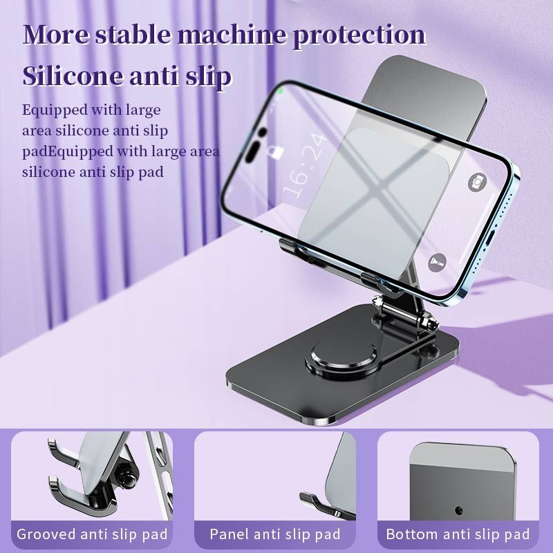 Suport pentru Telefon, Vivimall, Suport Pliabil pentru Streaming, din Aliaj de Aluminiu, Compatibil cu Tableta, pentru Birou, 14.6 x 11.5 x 7 cm, Aurora Silver - vivimall.ro