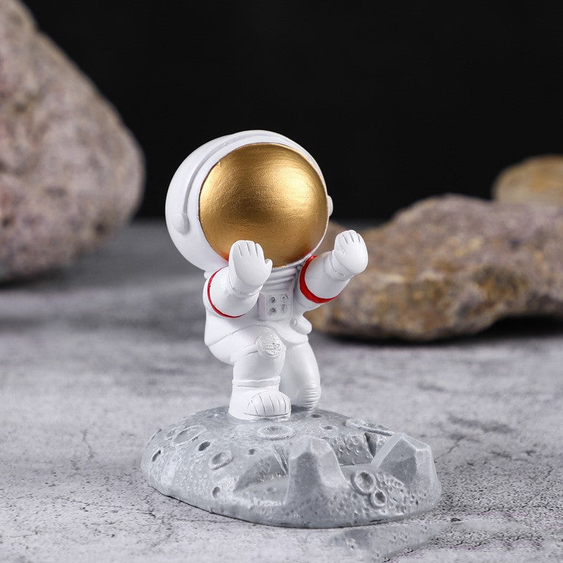 Suport pentru Telefon, Flippy, Suport de Birou pentru Telefon, Suport Telefon pentru Copii, Model Astronaut, Model 2, 9 x 8.5 x 6.5 cm, Plastic, Alb - vivimall.ro