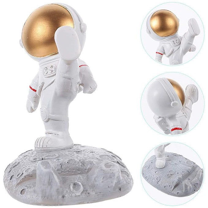 Suport pentru Telefon, Flippy, Suport de Birou pentru Telefon, Suport Telefon pentru Copii, Model Astronaut, Model 1, 9 x 10 x 6.5 cm, Plastic, Alb - vivimall.ro