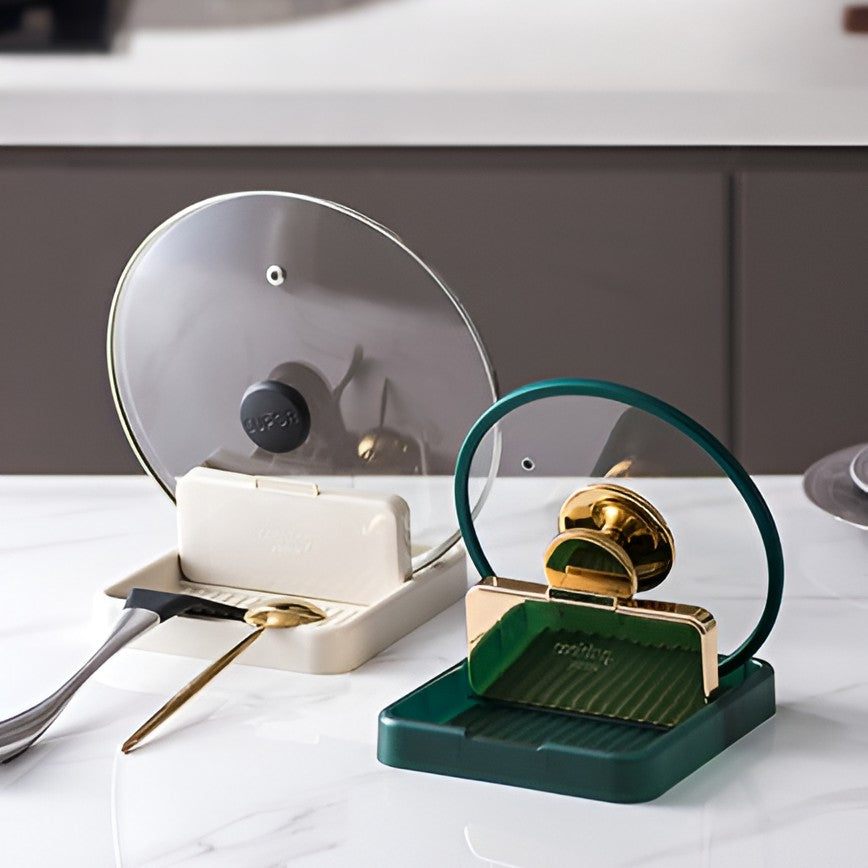 Suport Pliabil, Vivimall, pentru Capace, Linguri, Multifunctional, Plasare pe Blatul de Bucatarie, 18.9x16.2x2.6 cm, Verde - vivimall.ro