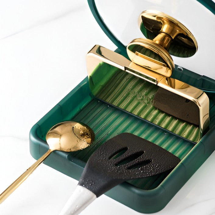 Suport Pliabil, Vivimall, pentru Capace, Linguri, Multifunctional, Plasare pe Blatul de Bucatarie, 18.9x16.2x2.6 cm, Verde - vivimall.ro