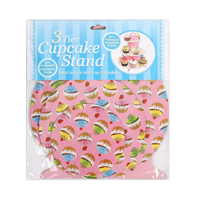 Suport Prajituri, Flippy, 3 Etaje, Design de Petrecere, pentru Prajituri, Candy Bar, din Carton, Roz/Multicolor - vivimall.ro