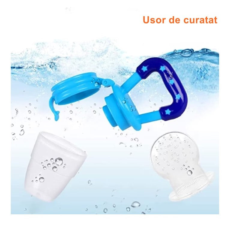 Suzeta pentru diversificarea alimentatiei/dentitie Vivimall, potrivit pentru fructe si piure proaspat, Albastru, fara BPA - vivimall.ro